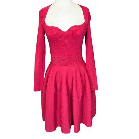 Ted Baker Vienna Sweetheart Neckline Flare Dress Dark Pink Medium Knee Length - Picture 4 of 16
